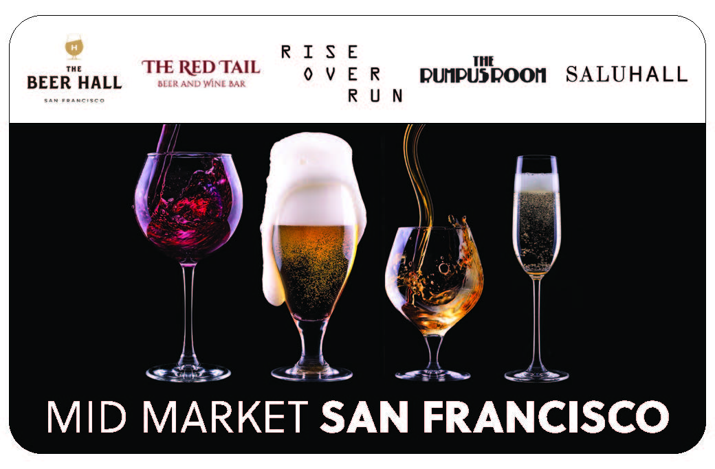 back of the Mid Market Drink card show map of locations