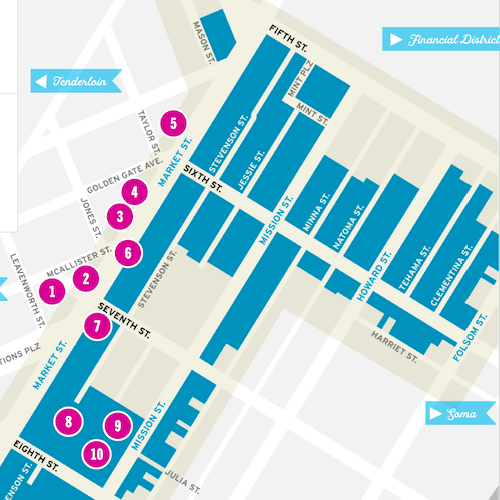 public art spots on map in Mid Market